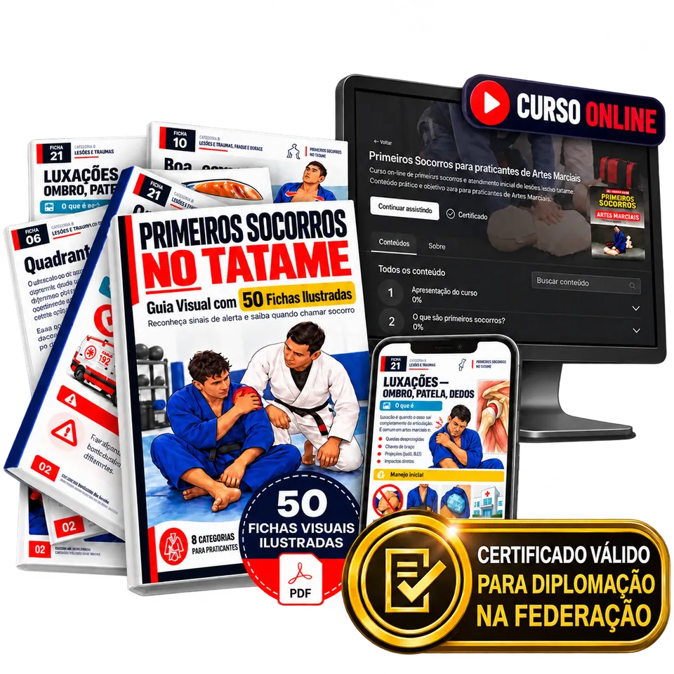 Guia visual de primeiros socorros no tatame, acesso pelo celular e curso online com certificado